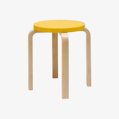 Made in Design E 60 Stackable stool wood yellow / Alvar Aalto, 1933 - 4 Base, legs - ARTEK