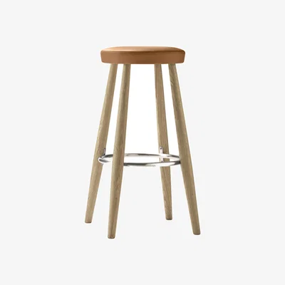 Made in Design CH56 High stool leather brown / Hans J. Wegner, 1985 - H 76 cm