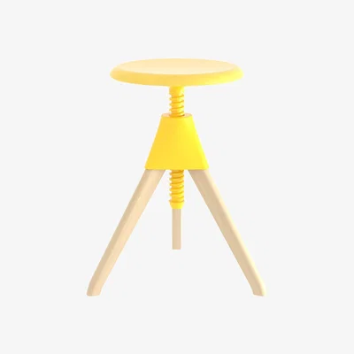 Made in Design Jerry Stool - / H 50 to 66 cm - Wood & plastic by Magis Yellow/Natural wood