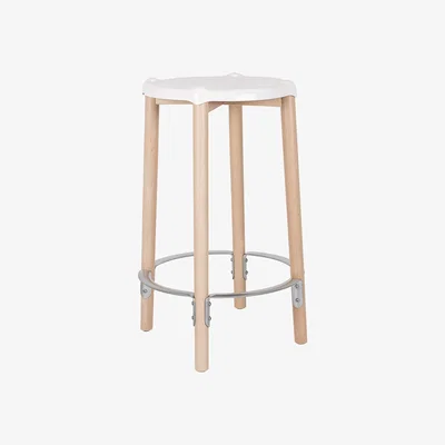 Made in Design Poêle Collection High stool metal white / By Philippe Starck - H 65 cm - Alessi