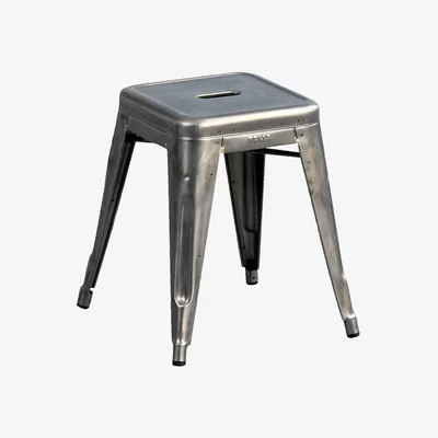 Made in Design H Stool - Varnished raw steel - H 45 cm by Tolix Metal