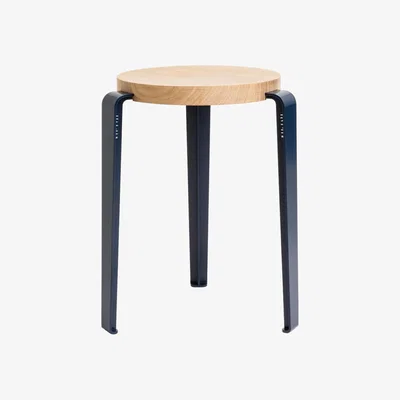 Made in Design Lou Stackable stool - / H 45 cm - Steel & oak by TIPTOE Blue/Natural wood