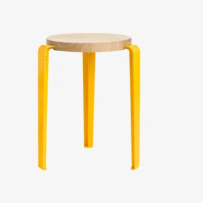 Made in Design Lou Stackable stool - / H 45 cm - Steel & oak by TIPTOE Yellow/Natural wood