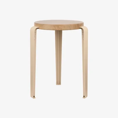 Made in Design Lou by Heju Stackable stool metal beige / H 45 cm - Eco-certified Oak - TIPTOE