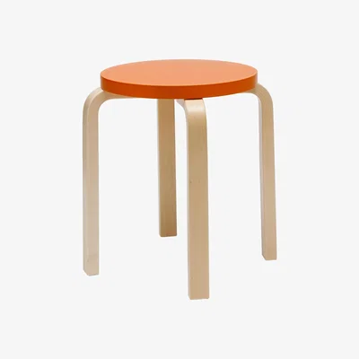 Made in Design E 60 Stackable stool wood orange / Alvar Aalto, 1933 - 4 Base, legs - ARTEK