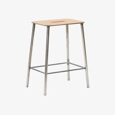 Made in Design Adam Cuir Stool - / H 50 cm by Frama Beige/Metal