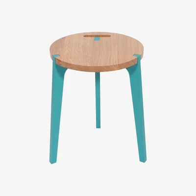 Made in Design Canne Stool by La Corbeille Blue/Natural wood