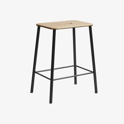 Made in Design Adam Stool - / L 50 cm - Oak & steel by Frama Black/Natural wood
