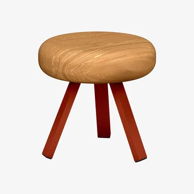 Made in Design Smack Stool red orange natural wood / H 35 cm - Matière Grise