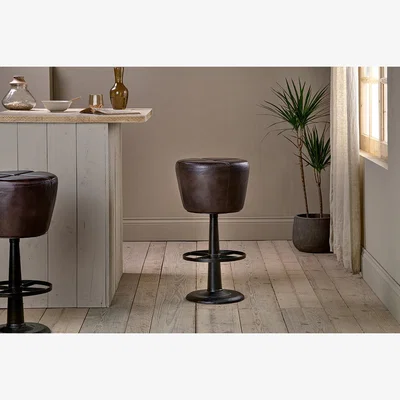 Nkuku Nkuku Deshan Leather Bar Stool | Chairs Stools & Benches | Chocolate Brown