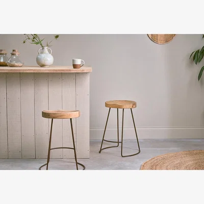 Nkuku Nkuku Loko Mango Wood Dining Stool | Chairs Dining Stools & Benches | Mango Wood/Rust | Short 60 x 38.5 x 28 cm