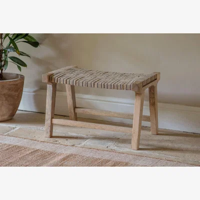 Nkuku nkuku Nish Mango Wood & Jute Strap Dining Stool | Chairs Dining Stools & Benches | Natural