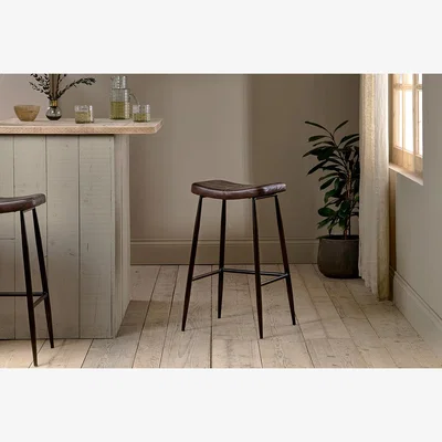 Nkuku Nkuku Samaira Leather Counter Stool | Chairs Stools & Benches | Chocolate Brown