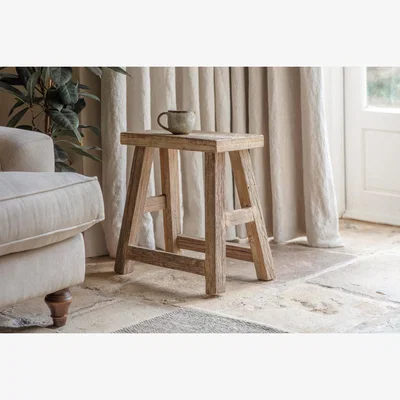 Nkuku nkuku Ibo Reclaimed Wood Low Dining Stool | Tables | Natural