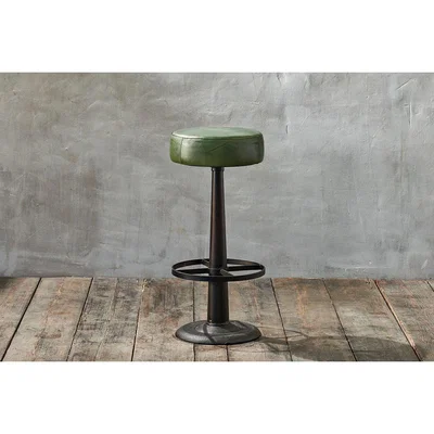 Nkuku Nkuku Narwana Leather Round Stool | Furniture | Green