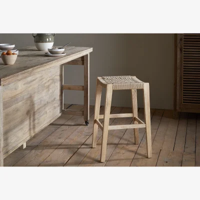 Nkuku nkuku Aamani Mango Wood & Cord Counter Dining Stool | Seating | Natural