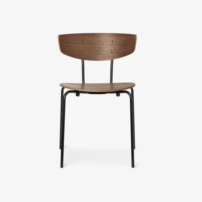 Nordic Nest ferm LIVING Herman Stool Walnut black steel stand