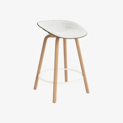 Nordic Nest Normann Copenhagen Mat Barstool front-upholstered 65 cm. Hallingdal 110-seaweed-beech-cream steel
