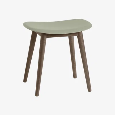 Nordic Nest Muuto Fiber stool Dusty green dark brown stained legs wooden legs