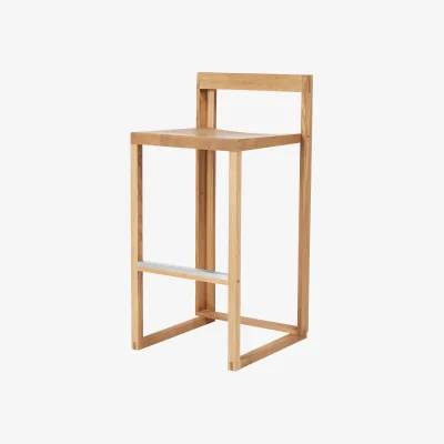 Nordic Nest Kristina Dam Studio Outline bar stool 75 cm Warm lacquered oak–brushed steel