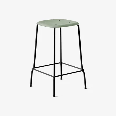 Nordic Nest HAY Soft Edge 30 Low bar stool Dusty green black steel frame