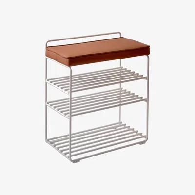 Nordic Nest Maze Lower East Seat shelf-stool 50x28x58 cm White-cognac leather