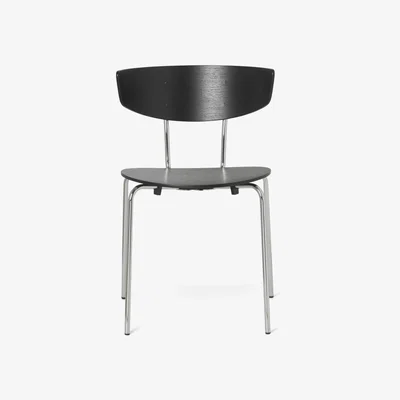 Nordic Nest ferm LIVING Herman Stool Oak black veneer chrome stand
