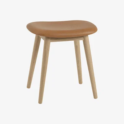 Nordic Nest Muuto Fiber stool Leather cognac oak legs