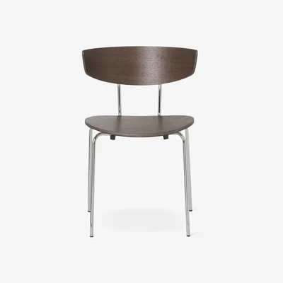 Nordic Nest ferm LIVING Herman Stool Oak dark stained chrome stand