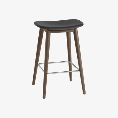 Nordic Nest Muuto Fiber counter stool 75 cm Black dark brown stained legs