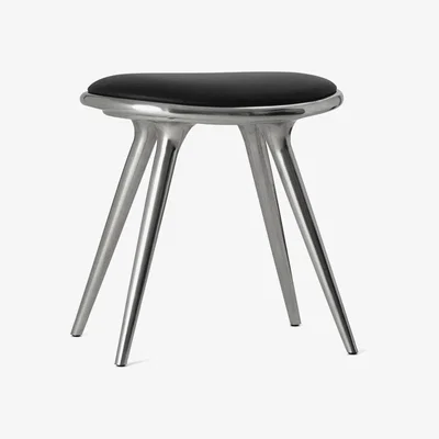Nordic Nest Mater Mater stool Leather black. aluminum stand