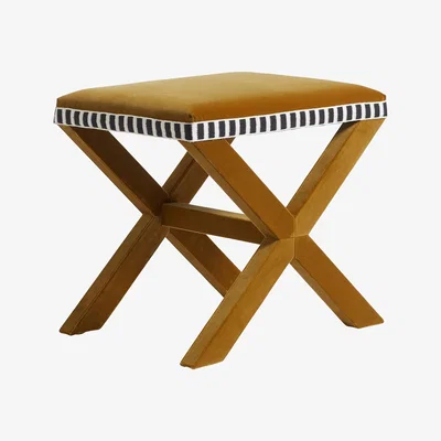 OKA Vaquero Velvet Stool - Camel