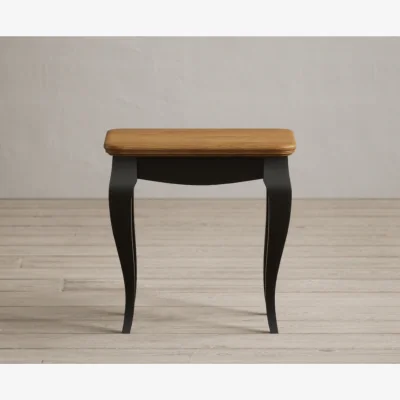 Oak&More Chateau Noir Oak and Black Painted Dressing Table Stool