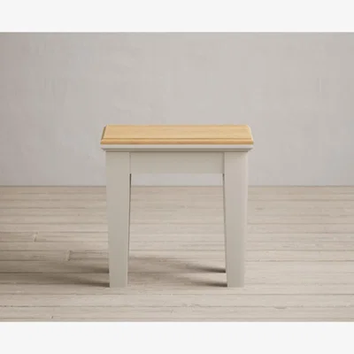 Oak&More Lawson Oak and Soft White Painted Dressing Table Stool