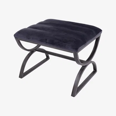 Olivia's Hill Interiors Ribbed Stool in Grey & Silver