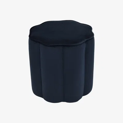 Olivia's Libra Scallop Footstool in Royal Blue Velvet