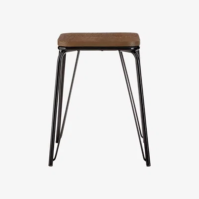 Olivia's Olivia's Soft Industrial Collection - Distinct Wood Stool in Black & Brown