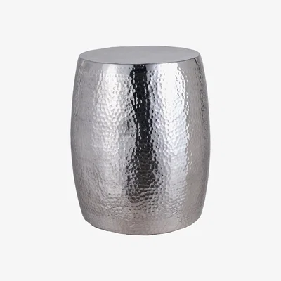 Olivia's Olivia's Mimi Hammered and Polished Round Stool in Aluminium