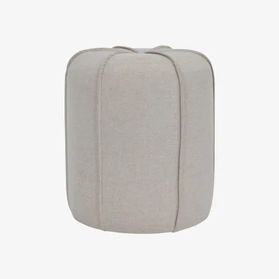 Olivia's Libra Seamed Button Stool in Oatmeal Fabric