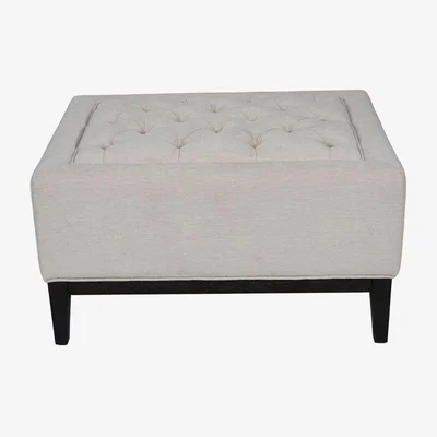 Olivia's Libra Luxurious Glamour Collection - Theodore Buttoned Stool in Ivory Fabric