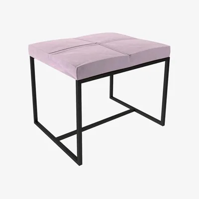 Olivia's Gillmore Federico Blush Pink Velvet With Black Frame Stool / Large