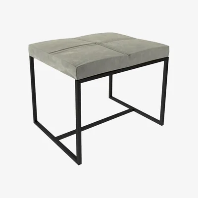 Olivia's Gillmore Federico Mushroom Grey Velvet With Black Frame Stool / Large