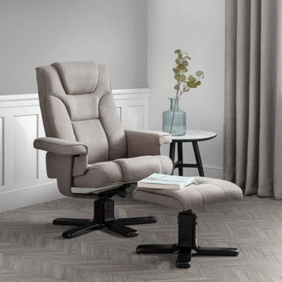 Downtown Julian Bowen Malmo Swivel Recliner Chair and Stool Set - Grey