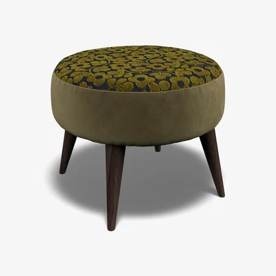 Downtown Downtown Orla Kiely Roundwood Stool - Premium Plain and Pattern Fabric, Decor