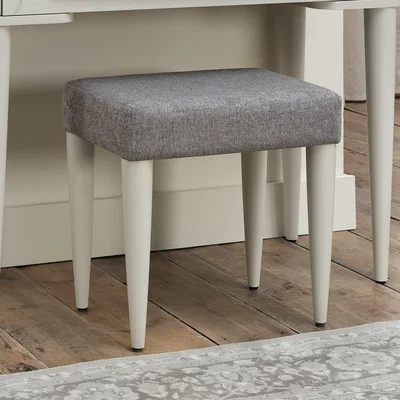 Downtown Delta Scandi Oak and Soft Grey Upholstered Stool - Lotus Grey Fabric