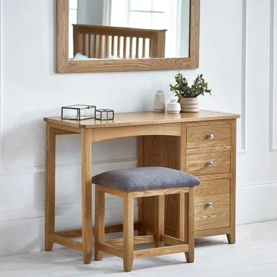 Downtown Julian Bowen Mallory Single Dressing Table and Stool In LightWood
