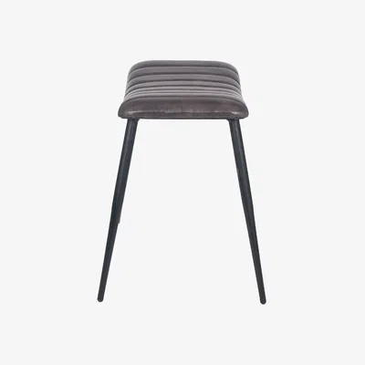 Pagazzi Giovanni Steel Grey Leather Stool