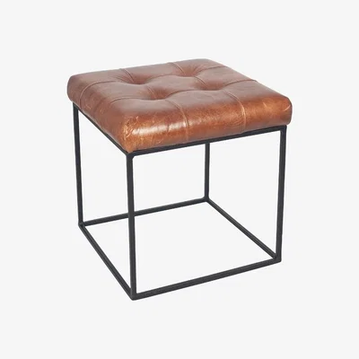Pagazzi Arlo Vintage Brown Leather Stool