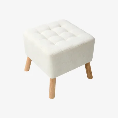 The Range Chenille Upholstered Footstool Stool - White