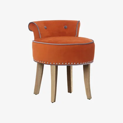 The Range Casual Velvet Dressing Stool - Orange